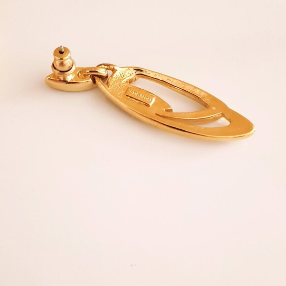 Trifari Vintage Red Enamel Dangle Earrings Gold Tone Leaf Post Drop Earrings - Picture 10 of 10